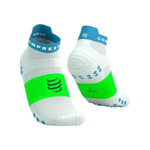 COMPRESSPORT Kerékpáros bokazokni - PRO RACING SOCKS V4.0 RUN - fehér/zöld kép