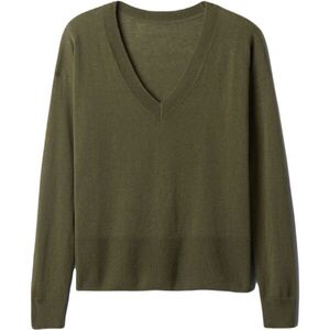 GAP LS LINEN SPLIT Női pulóver, khaki, méret kép