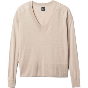 GAP LS LINEN SPLIT Női pulóver, bézs, méret kép