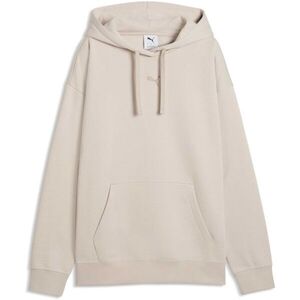 Puma ESSENTIALS CENTERED CAT LOGO RELAXED HOODIE FL Női pulóver, bézs, méret kép