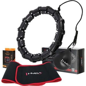 HMS SET HHW02 + BR163 Masszázs hulahopp karika súllyal és karcsúsító öv szett, fekete, méret kép