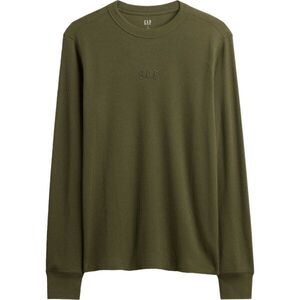 GAP V-FRCH LS WAFFLE MINI LOGO CREW Férfi póló, khaki, méret kép