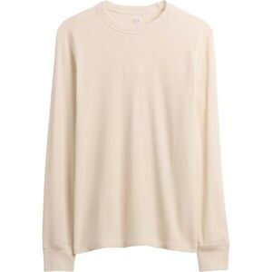 GAP V-FRCH LS WAFFLE MINI LOGO CREW Férfi póló, bézs, méret kép