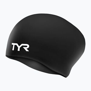 TYR Gyermek úszósapka Hosszú haj Gyűrődésmentes szilikon hosszú haj fekete (Long Hair Wrinkle Free Silicone LCSJRL_001) kép