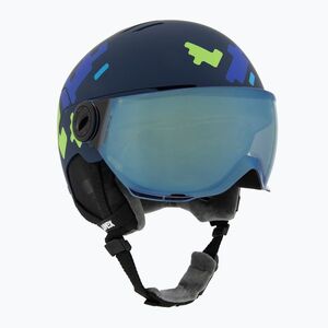 Gyerek sísisak UVEX Rocket Visor Jr blue puzzle matt/mirror blue/smoke (Rocket Visor Jr 56/6/263/80) kép