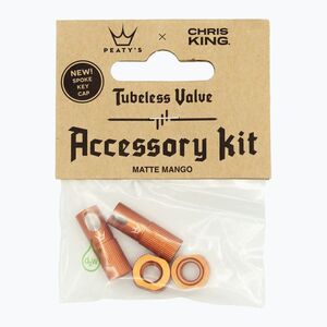Peaty's X Chris King MK2 MK2 Tubeless szelepek kiegészítő készlet mango (X Chris King MK2 Tubeless Valves Accessory Kit PTV2-ACCS-MNG-12) kép