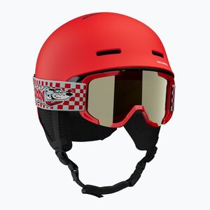 Gyerek sísisak Salomon Player Combo + Gogle XV Jr cherry tomato/red silver mirror (Player Combo + Gogle XV Jr L47917000) kép
