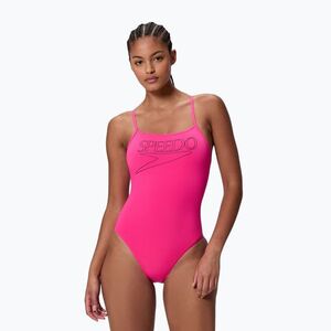 Női egyrészes fürdőruha Speedo Endurance+ Logo Thin Strap margarita pink (Endurance+ Logo Thin Strap 8-A000115006) kép