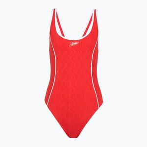 Női egyrészes fürdőruha Speedo Texture Bound Scoop high risk red/bright white (Texture Bound Scoop 8-A000108003) kép