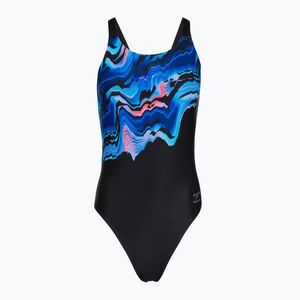 Női egyrészes fürdőruha Speedo Placement Printed Leaderback canyon ombre/black (Placement Printed Leaderback 8-005346002) kép