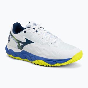Férfi teniszcipő Mizuno Wave Enforce Court CC white/dazzling blue/lightning (Wave Enforce Court CC 61GC243520) kép