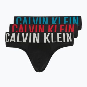 Férfi alsónadrág Calvin Klein 000NB3607A Hip Brief 3 pairs black with oatmeal logo/black with age (Hip Brief 000NB3607A3YN) kép