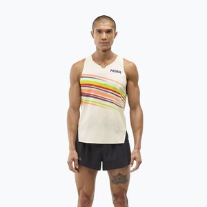 Férfi futópóló HOKA Race Day Singlet alabaster flare (Race Day Singlet 1173510P-AFLR) kép