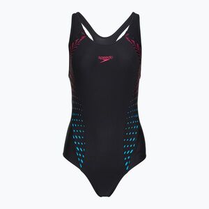 Női egyrészes fürdőruha Speedo Allover Panel Laneback black/purple (Allover Panel Laneback 8-00354516026) kép