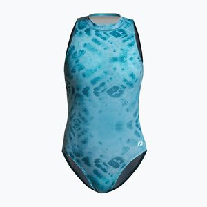 Női egyrészes fürdőruha ZONE3 High Neck Costume teal tie dye (High Neck Costume SW26WH127) kép