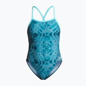 Női egyrészes fürdőruha ZONE3 Strap Back teal tie dye (Strap Back SW26WSB127) kép