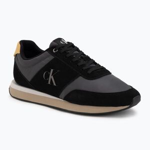 Férfi cipők Calvin Klein HM0HM02212 Retro Runner Bans Leather Suede black/iron gate/amber gold (Retro Runner Bans Leather Suede HM0HM0221200T) kép