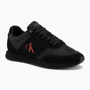 Férfi cipők Calvin Klein HM0HM02212 Retro Runner Bans Leather Suede triple black/adrenaline rush (Retro Runner Bans Leather Suede HM0HM0221206U) kép