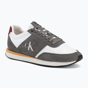 Férfi cipők Calvin Klein HM0HM02212 Retro Runner Bans Leather Suede granite gray/white/rhubarb (Retro Runner Bans Leather Suede HM0HM022120IV) kép