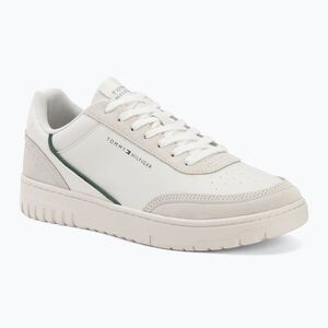 Férfi cipők Tommy Hilfiger Basket Core Leather Suede Mix ecru/street green (Basket Core Leather Suede Mix FM0FM058810F5) kép