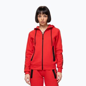 Női pulóver Pitbull Explory Tape Hooded Zip fluo/red (Explory Tape Hooded Zip 186001451000) kép