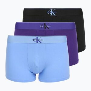 Férfi boxeralsó Calvin Klein LV00NB4472 Trunk 3 pairs black w/blue river fog/blue river (LV00NB4472TI8) kép