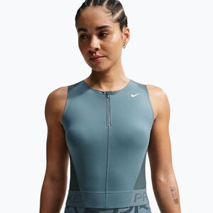 Női edzőpóló Nike Pro Dri-Fit mineral slate/faded spruce/white (Pro Dri-Fit IB8949-382) kép