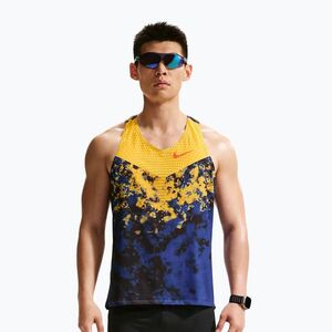 Férfi futópóló Nike AeroSwift Dri-Fit ADV Singlet citron pulse/lapis/bright crimson (AeroSwift Dri-Fit ADV Singlet IU4522-848) kép