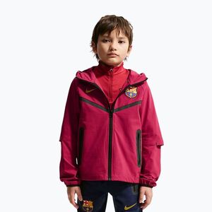 Gyerek futball dzseki Nike FC Barcelona Tech Full Zip noble red/black/mineral yellow (FC Barcelona Tech Full Zip IO3476-620) kép
