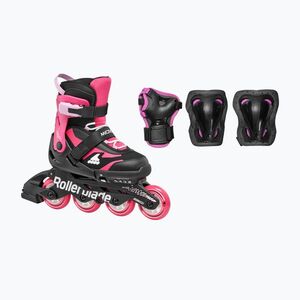 Gyerek görkorcsolya védőfelszereléssel Rollerblade Microblade Combo Jr black/pink (Microblade Combo Jr 86B0751550NJ02) kép