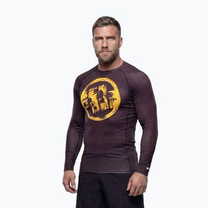 Férfi hosszú ujjú rashguard Pitbull Rashguard Logo Palms brown (Rashguard Logo Palms 956008850001) kép