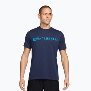 Férfi futó póló Nike Dri-Fit Running T-Shirt midnight navy/light current blue (Dri-Fit Running IV4688-410) kép
