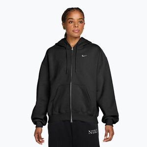 Női pulóver Nike Studio Fleece Medium Weight Oversized Full Zip total black/sail (Studio Fleece Medium Weight Oversized Full Zip IM8084-001) kép