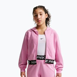 Gyerekpulóver Nike Pro Fleece pink rise/pink rise/black/white (Pro Fleece Dri-Fit Full-Zip HQ9312-621) kép