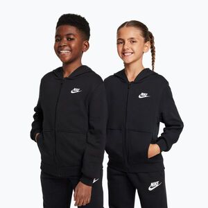 Gyerekpulóver Nike Club Fleece black/white (Club Fleece French Terry Full-Zip Hoodie FD3017-010) kép