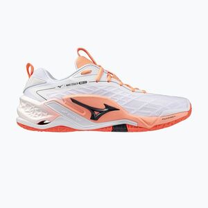 Kézilabda cipő Mizuno Wave Stealth Neo 2.1 white/black/flamingo coral (Wave Stealth Neo 2.1 X1GA264080) kép