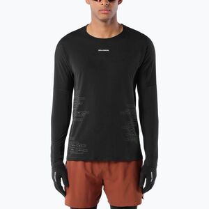 Férfi futó hosszú ujjú póló Salomon Sense Aero GFX Tee LS deep black/black beauty (Sense Aero GFX LC2928800) kép