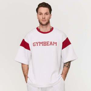 GymBeam Premium Heavyweight Varsity T-Shirt White kép