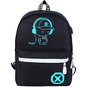Verk 27137 világító uniszex okos hátizsák USB-vel, tolltartó és zár, 19 l, fekete kép