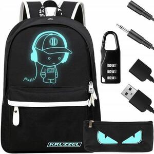 KRUZZEL 19374 Világító okos hátizsák, USB port + tolltartó és zár kép