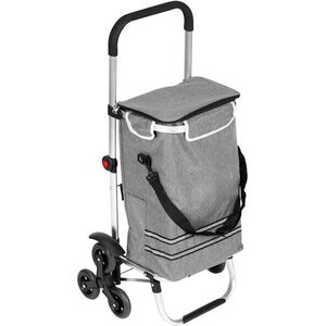 ModernHome PGJSFC023-GY összecsukható bevásárlótáska táskával, lépcsőre is, 30 l, thermo zseb, szürke kép