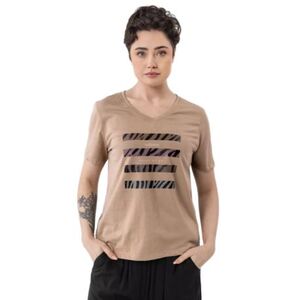 Női rövid ujjú V-nyakú póló VOLCANO T-FOUR-BEIGE kép