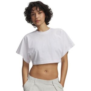 Női rövid ujjú póló UNDER ARMOUR Cropped Script SS Tee-WHT kép