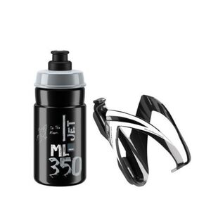 Biciklis palack ELITE Kit Ceo Bottle Cage + Jet Bottle 350 ml, glossy black + black grey kép