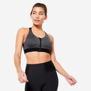 Decathlon Női sportmelltartó, cipzáros, erős tartású kép
