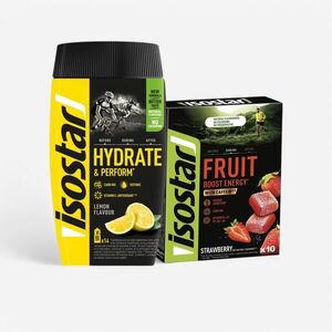 Isostar Izotóniás italpor, citrom, 560 g + energiazselés, eper, 10x10 kép