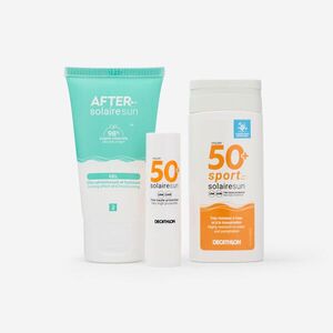 Decathlon Mini napvédő szett, naptej SPF 50+, ajakbalzsam napozás utáni gél kép