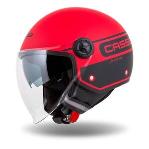 Motoros bukósisak Cassida Handy Plus Linear matt piros/fekete, polikarbonát héj, fényvisszaverő csíkok, mikrometrikus csat, ECE 22.06 tanúsítvány kép