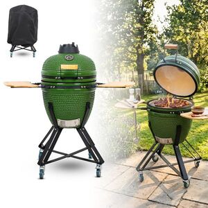 Kerámia kamado grill inSPORTline Pyrexo 18", kerámia belső héj, tartós hőteljesítmény, beépített hőmérő, hatékony szén-fogyasztás kép