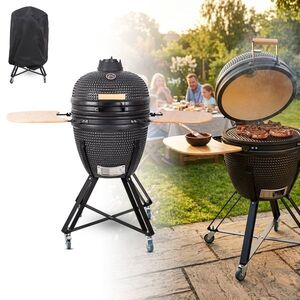 Kerámia kamado grill inSPORTline Pyrexo 21", kerámia belső héj, tartós hőteljesítmény, beépített hőmérő, hatékony szén-fogyasztás kép